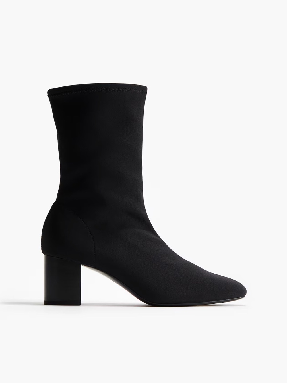 H&M Black Stretch Sock Ankle Boots with Block Heel